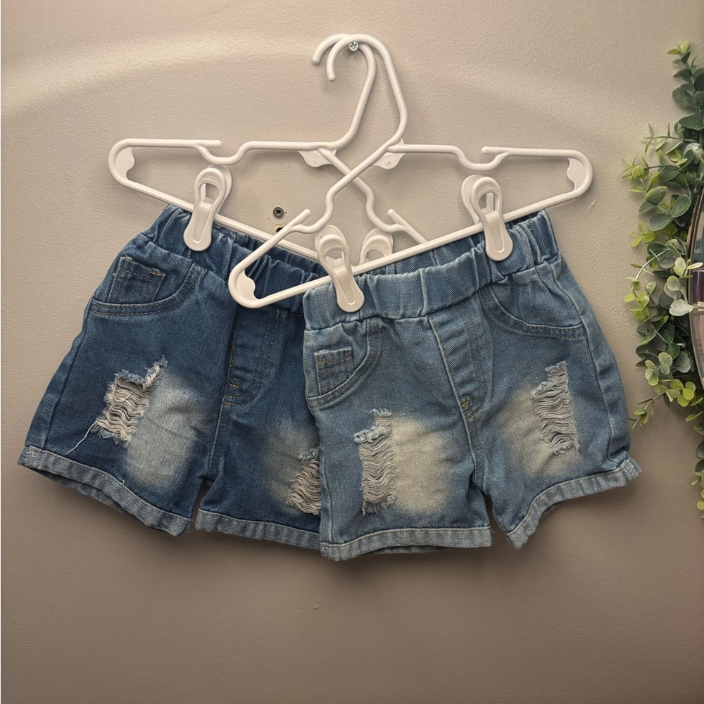 SHEIN Blue Denim Elastic Waist Shorts